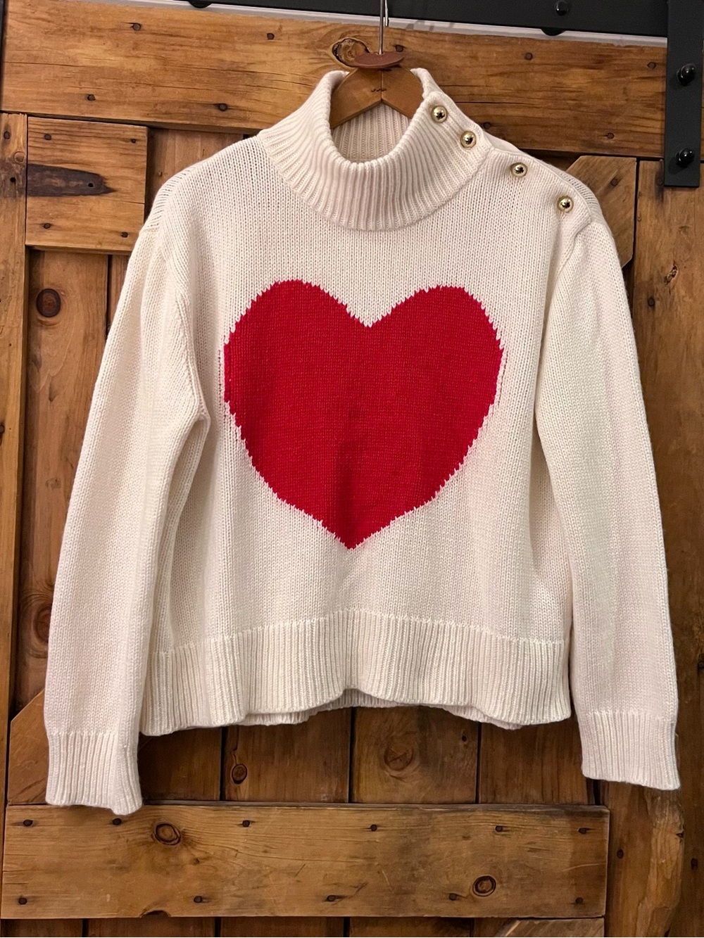 NWT Kate Spade Cream Turtleneck Sweater with Red Heart
